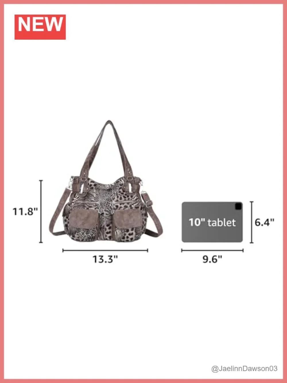 Large Faux Leather Hobo Bag Double Zipper Multi Pocket Washed PU Shoulder Purse